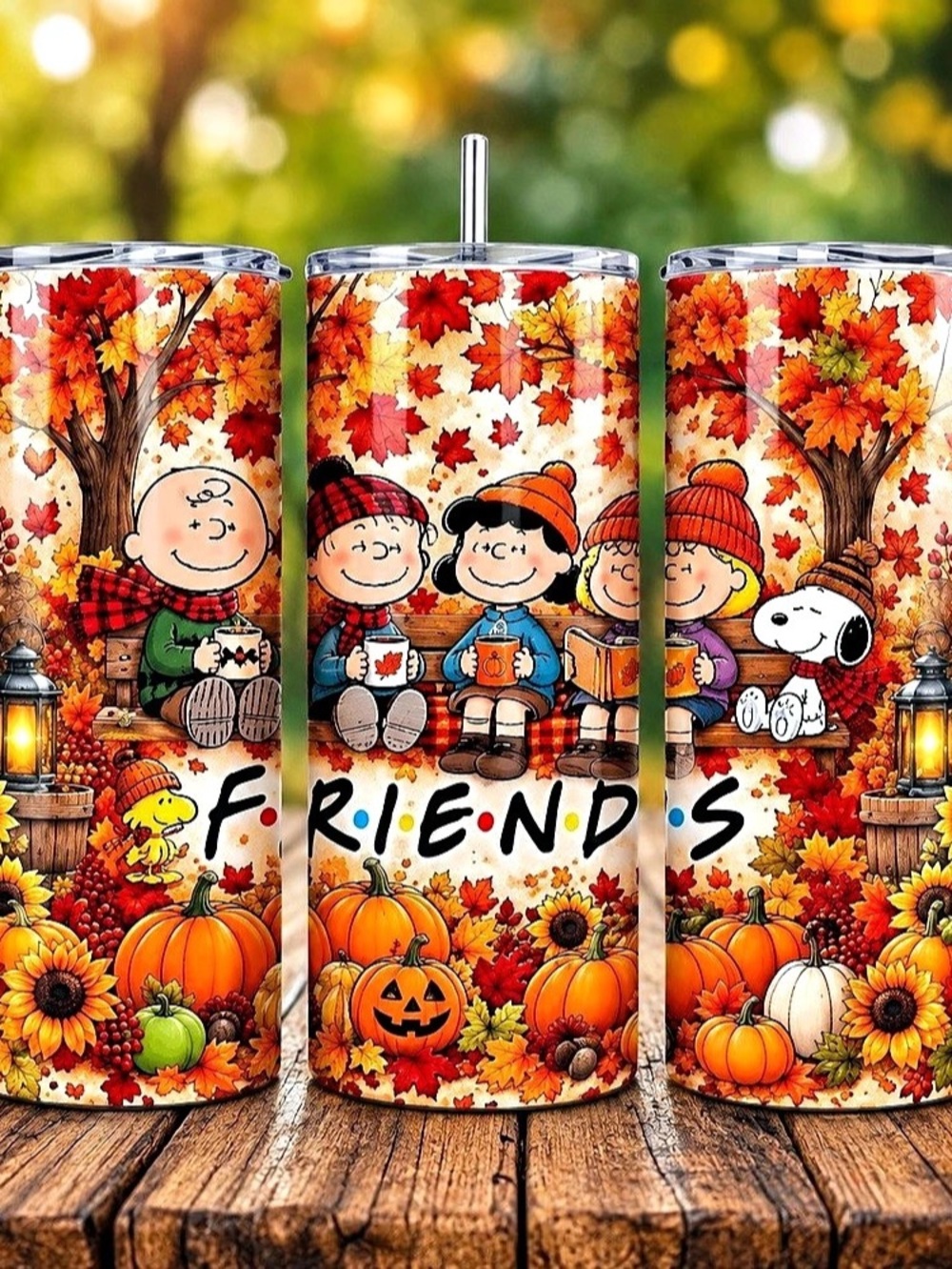 Peanuts Friends Fall Floral Tumbler Set